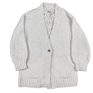 Faherty Stella Cardigan Sweater Womens Medium Frost Winter Alpaca Blend